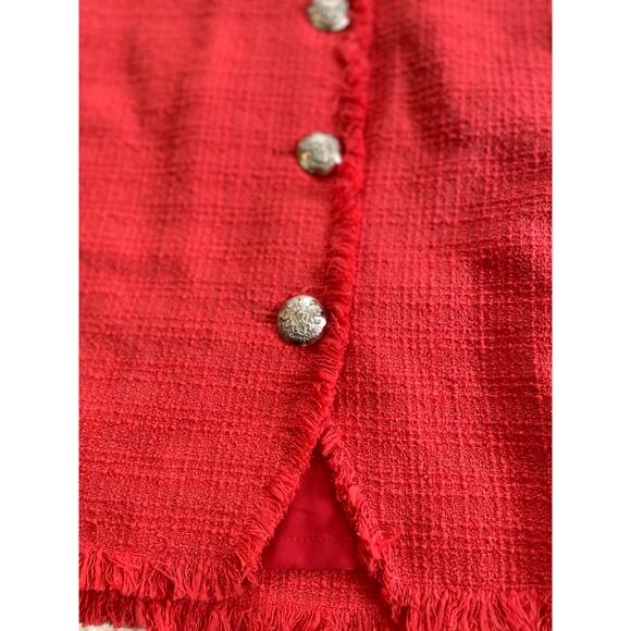 Veronica Beard Coral Red Shona Tweed Mini Skirt - Size 10 - Picture 5 of 5